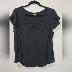 Torrid Black Embroidered Blouse Size 0 (Size 12 Equivalent)